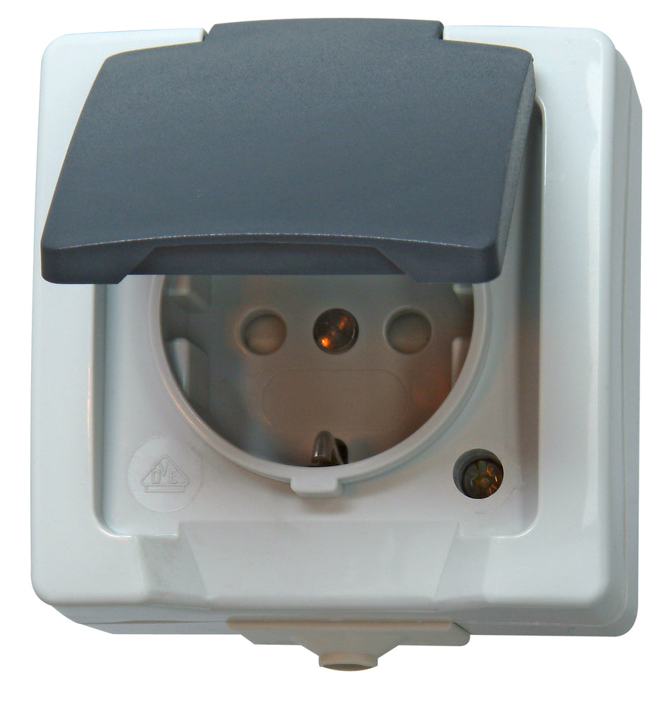 Kopp Steckdose Nautic mit Klappdeckel Kinderschutz AP FR