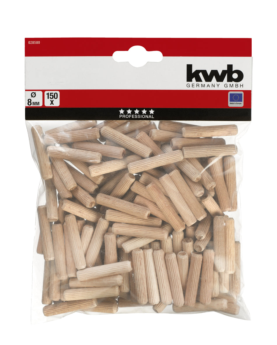 Holzdübel geriffelt 8x40 mm (150 Stück)