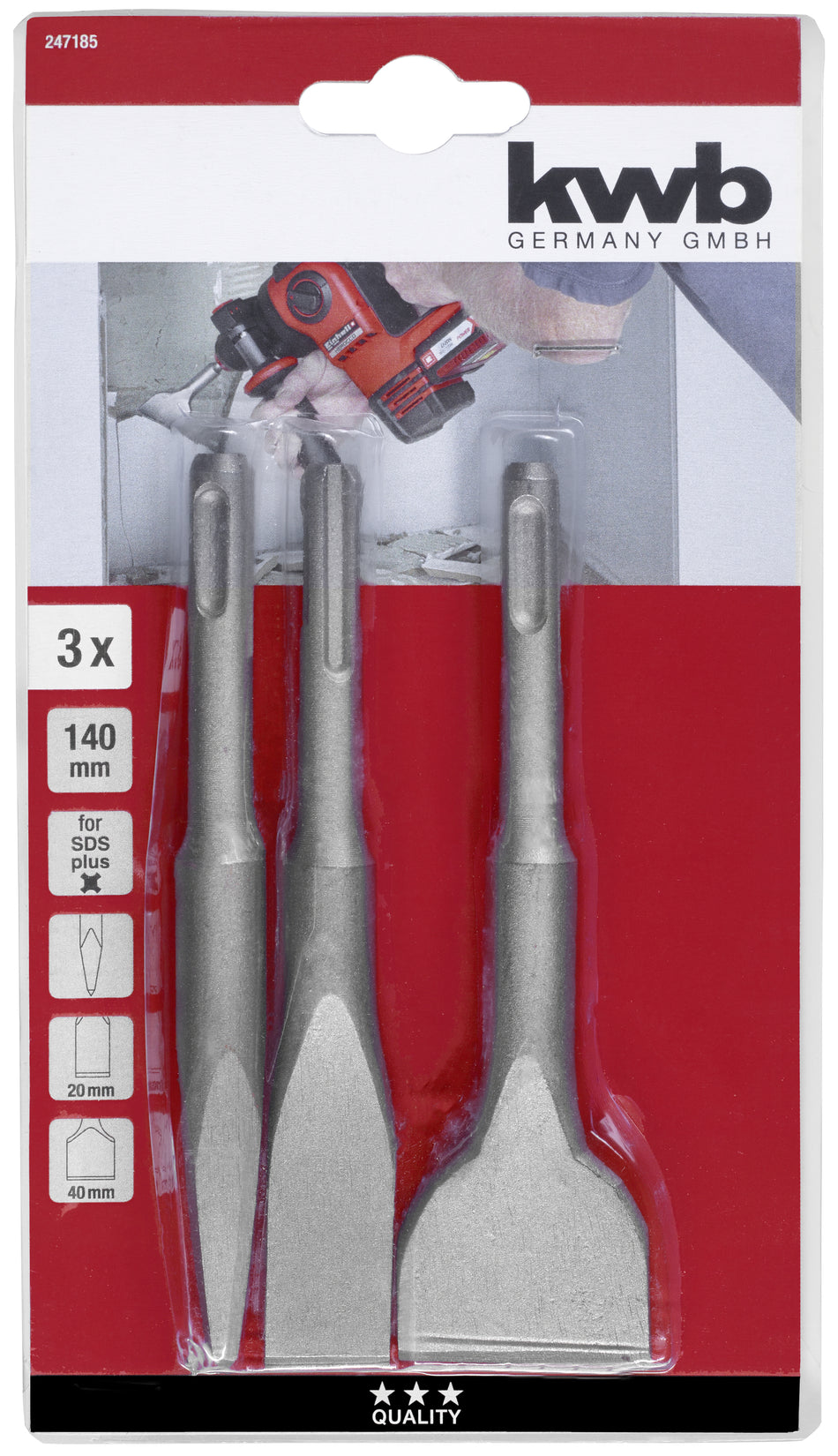 KWB Meisselsatz SDS 140mm 3-tlg.