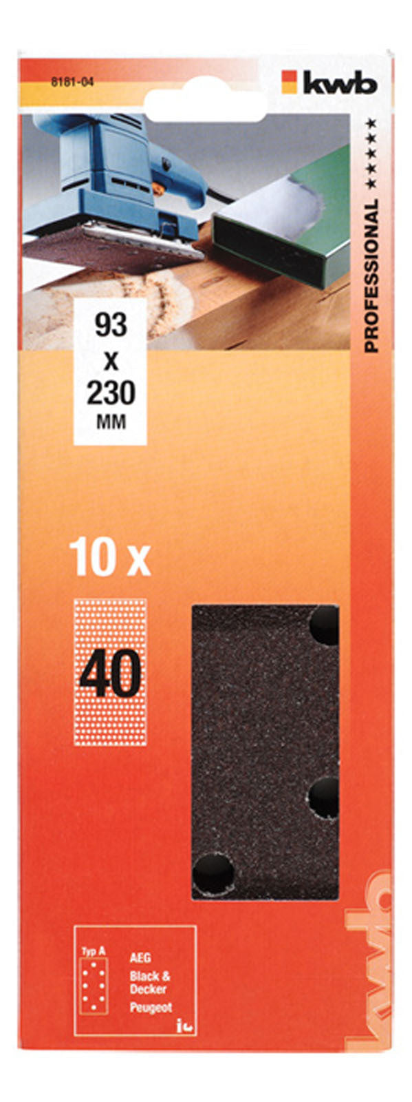 KWB Schleifstreifen Korund gelocht A 93x230 mm K40 (10 Stück)