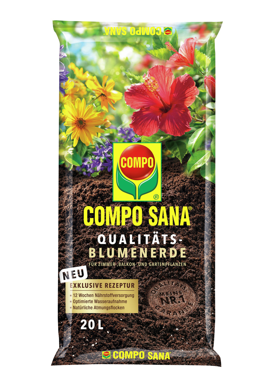 Compo Qualitäts Blumenerde 20 L mit Langzeit-Blumendünger Sana