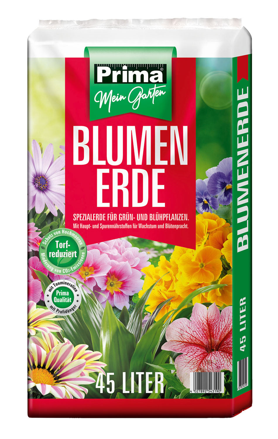 Prima Blumenerde Torfreduziert 45l Rez. 50% Torf und 50% Torfersatzstoffe