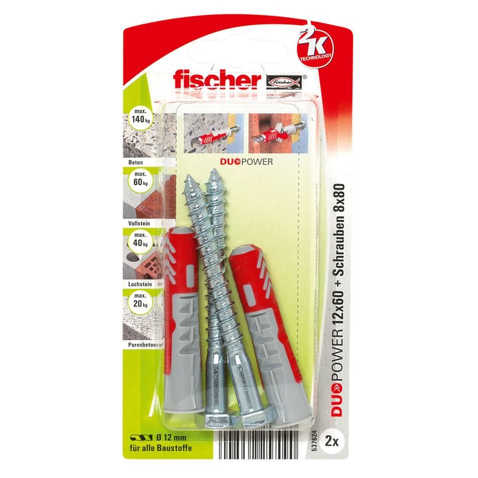 Fischer Universaldübel 12x60 mm S K (2 Stück) Duopower