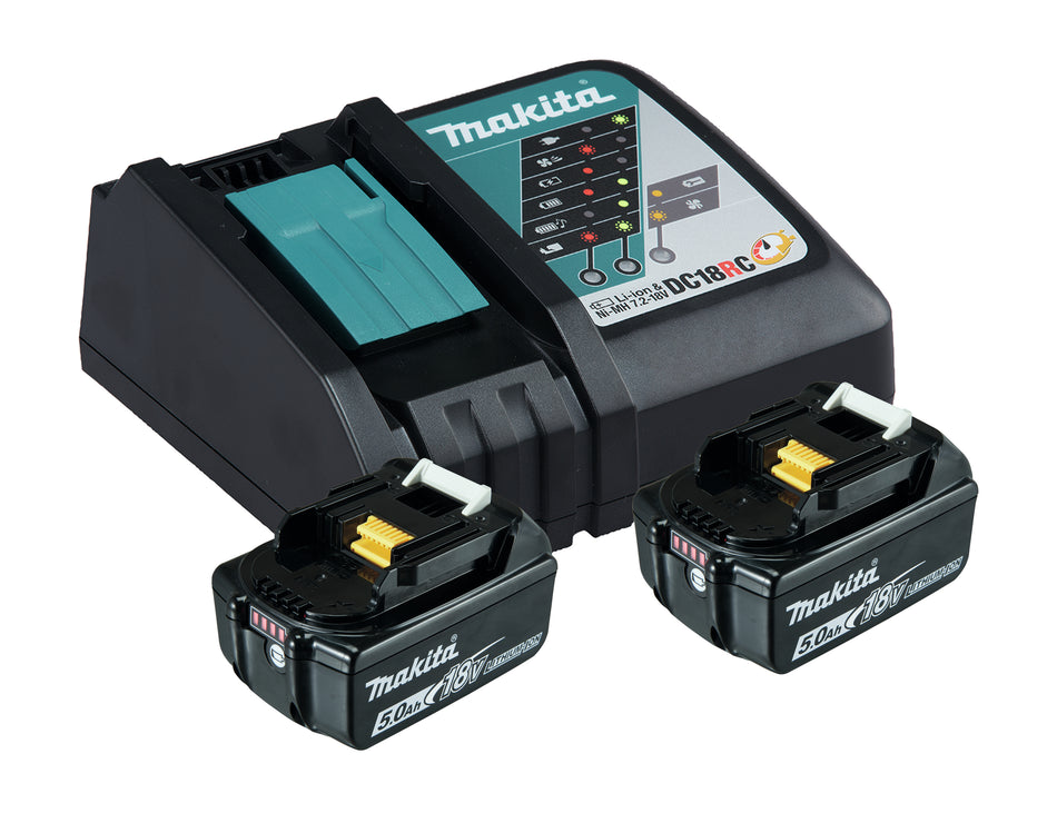Makita Power Source Kit Li 18,0V/5Ah 2 Akkus und Ladegerät