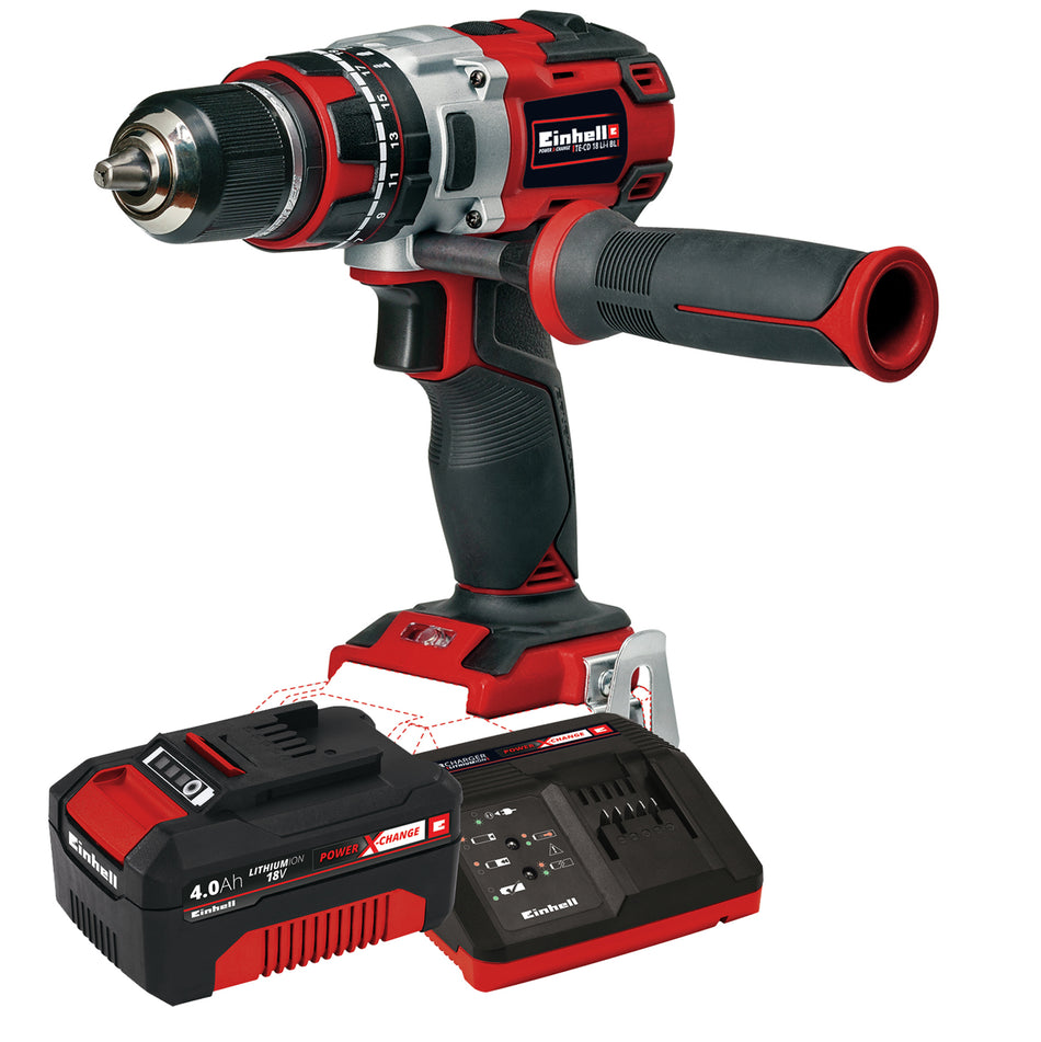 Einhell Akku-Schlagbohrschrauber TE-CD Li-I Brushless mit 4 Ah Akku und Ladegerät