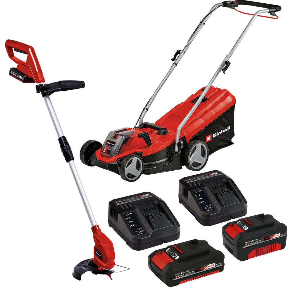 Akku-Rasenmäher 18/33 Li und Akku Rasentrimmer 18/24 Gartenset