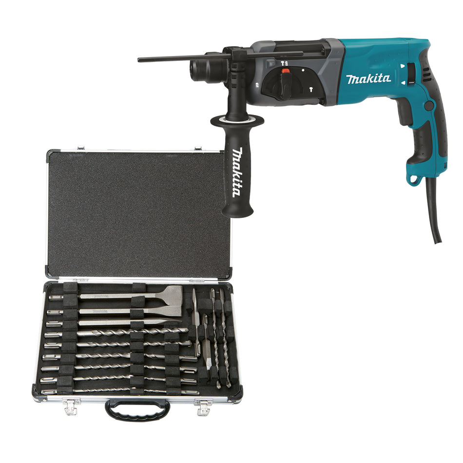 Makita Bohrhammer mit SDS-Plus Meißelset 17 tlg. im Koffer