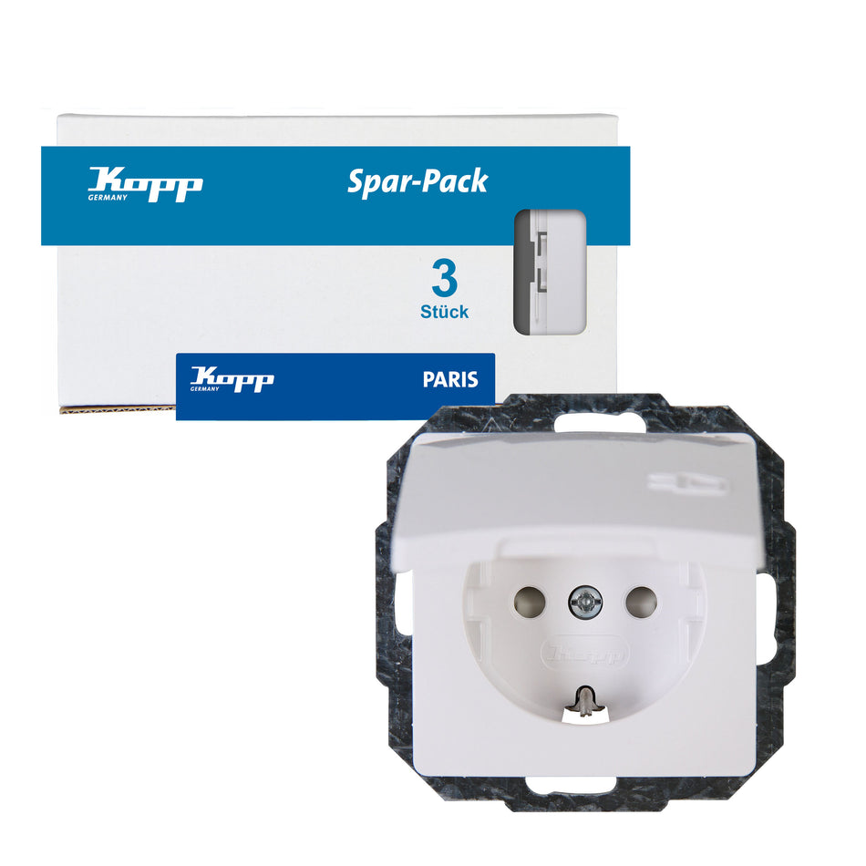 Kopp Steckdose mit Deckel 3er Set Paris