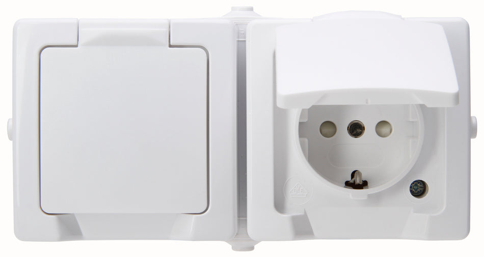 Kopp Steckdose 2-fach Kinderschutz waagrecht AP-Feuchtraum Nautic