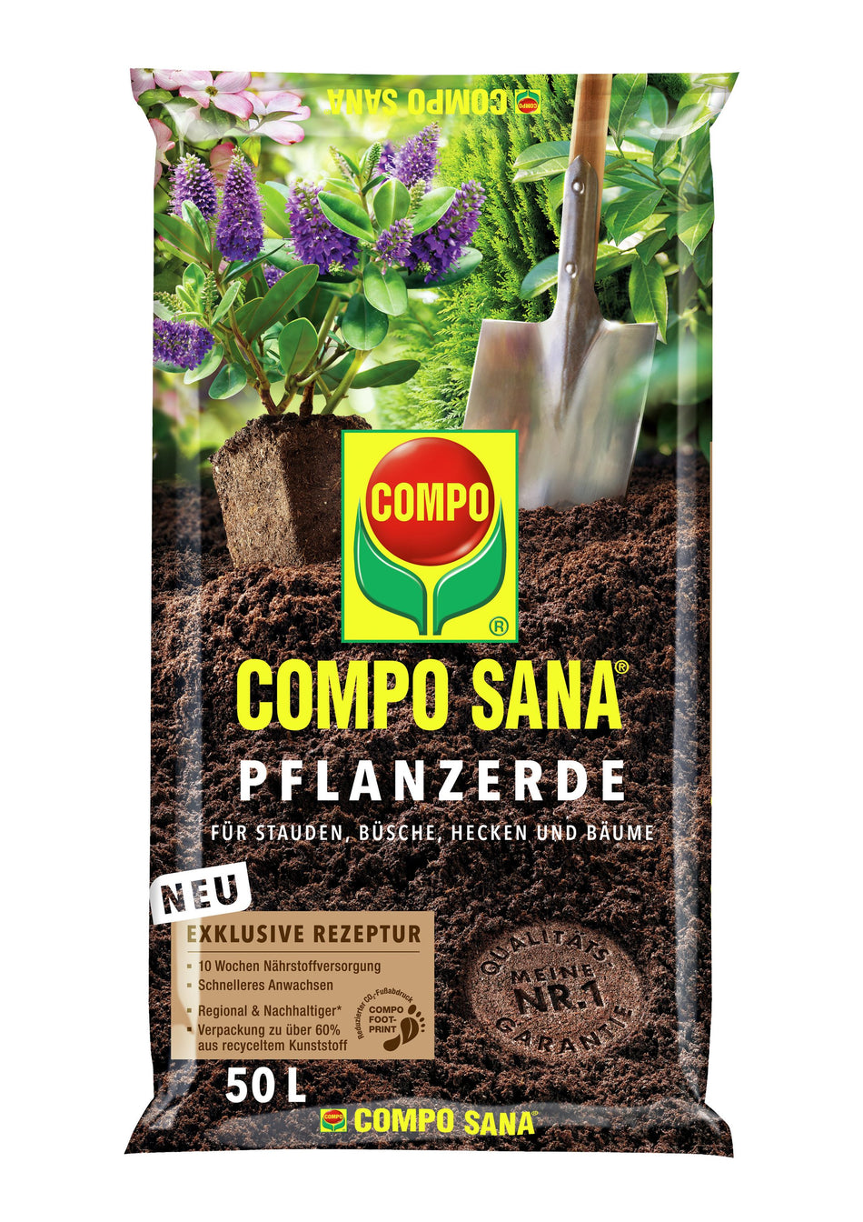 Compo Sana Pflanzerde 50L - Hochwertige Blumenerde für Garten & Balkon
