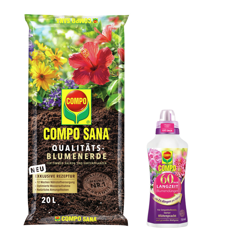 Compo Qualitäts Blumenerde 20 L mit Langzeit-Blumendünger Sana
