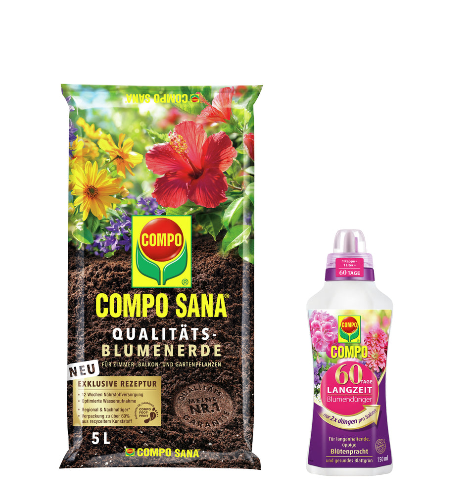 Compo Qualitäts Blumenerde 5 L mit Langzeit-Blumendünger Sana