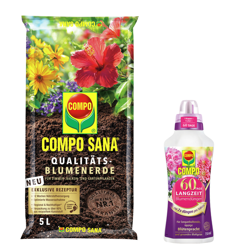 Compo Qualitäts Blumenerde 5 L mit Langzeit-Blumendünger Sana