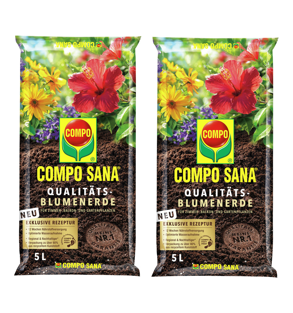 Compo Qualitäts Blumenerde 2 x 5 L Sana