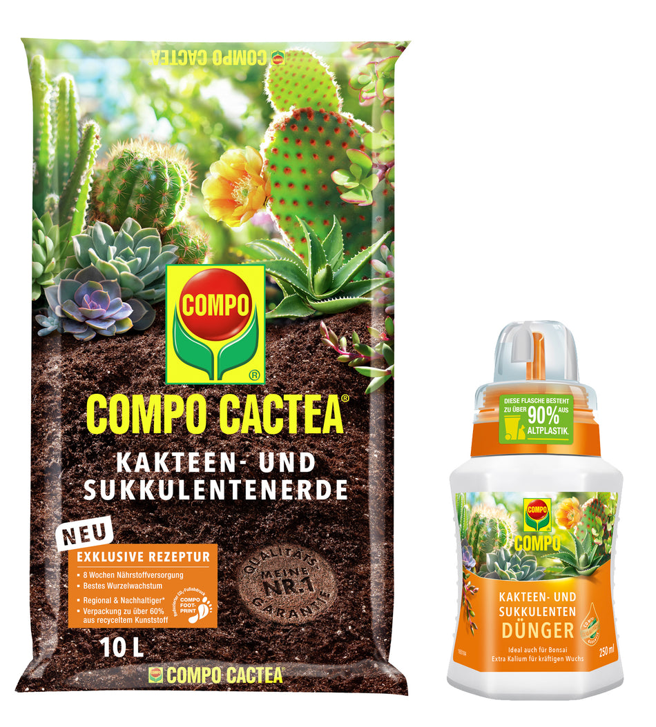 Compo Kakteenerde 10l mit Kakteendünger im Set CACTEA