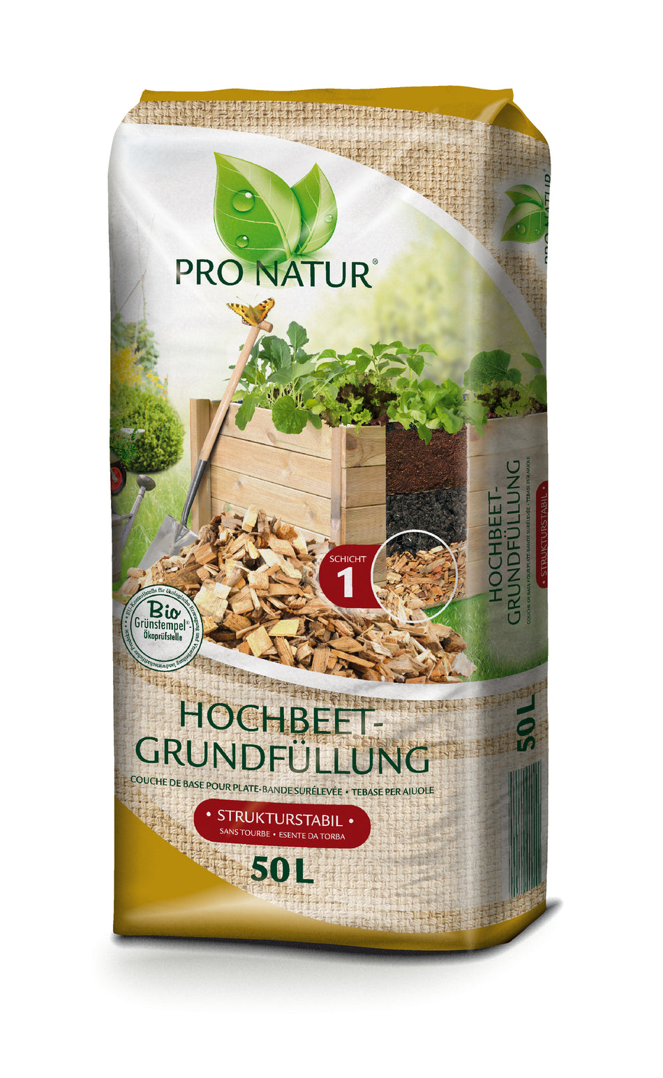 Pro Natur Hochbeet Grundfüllung 50l BIO Grünstempel, stark grobe Struktur