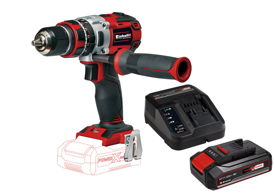 Einhell Akku-Schlagbohrschrauber TE-CD 18/60 Li-i Brushless mit 2,5 Ah Akku und Ladegerät
