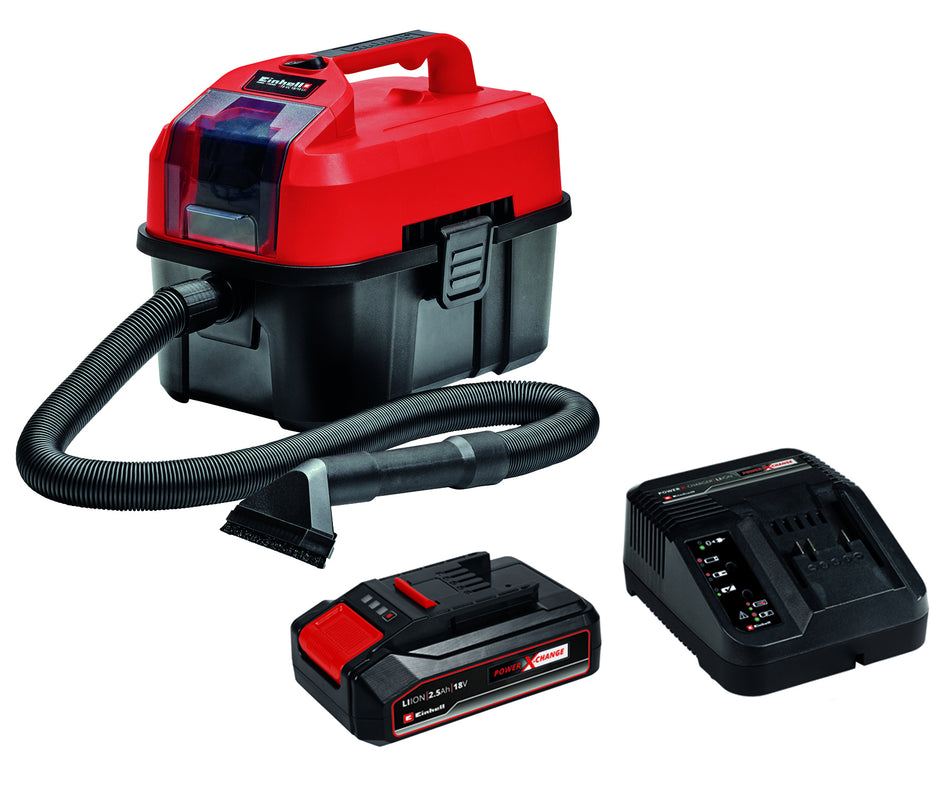 Einhell Akku-Nass-Trockensauger TE-VC Li mit 2,5 Ah Akku und Ladegerät