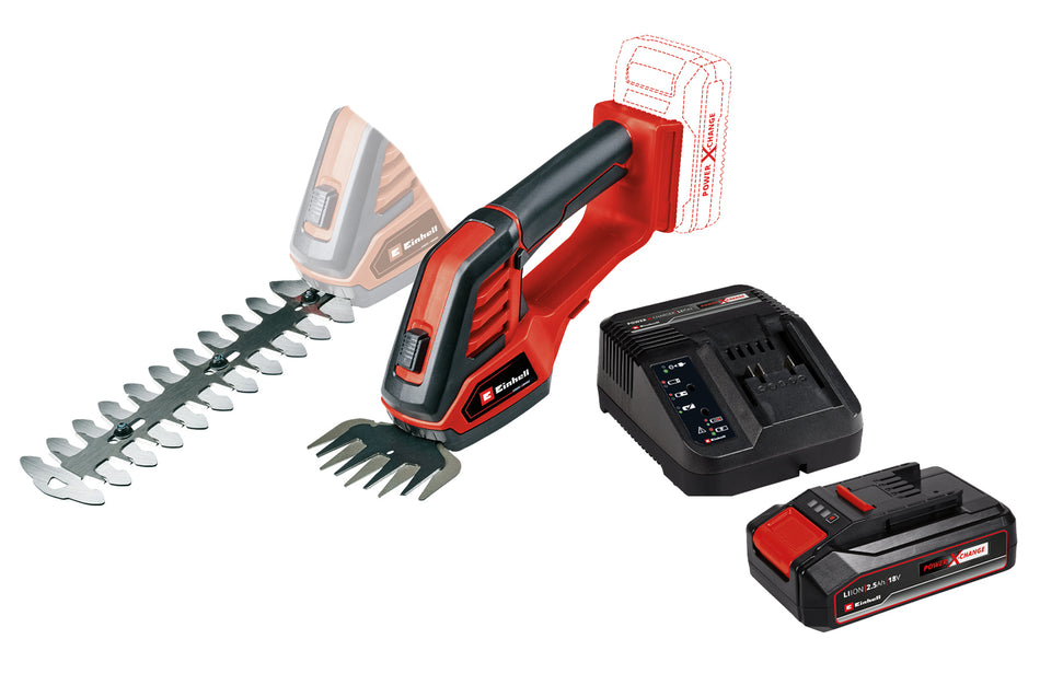 Einhell Akku-Gras- und Strauchschere GE-CG 18 100 Li-2,5 Ah Akku und Ladegerät
