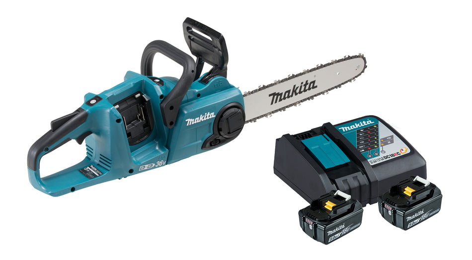 Makita Akku-Kettensäge 2x 18 V mit 5 Ah Power-Source-Kit Li