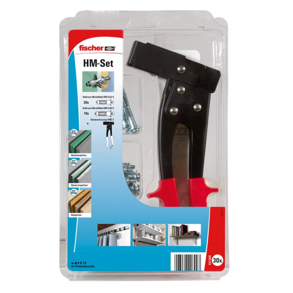 Montage-Set Hohlraumbefestigung Montagezange HMZ3 und 30 Hohlraumdübel