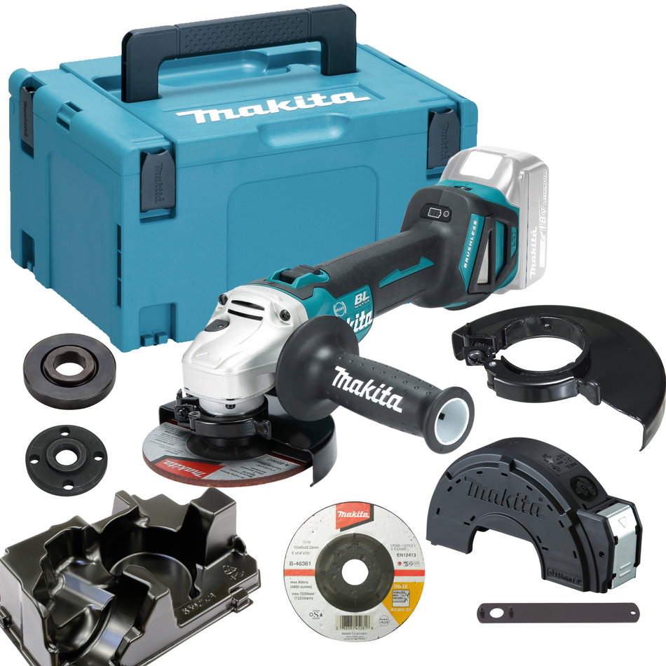 Makita Makita DGA513ZJ – 18V Akku-Winkelschleifer 125?mm mit Brushless-Motor im Makpac Gr.?3 + passender Einlage
