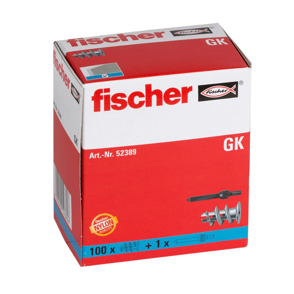 Fischer Gipskartondübel GK (100 Stück) incl. 1 Setzwerkzeug